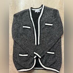 Calvin Klein Knit Tweed Cardigan- Black and White Women’s Small